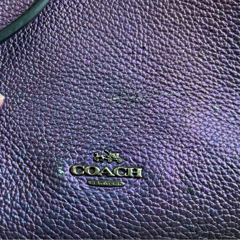 Coach Multicolor Iridescent Holographic Tote Bag Good Shape Purple Silver Flaws - Picture 2 of 16